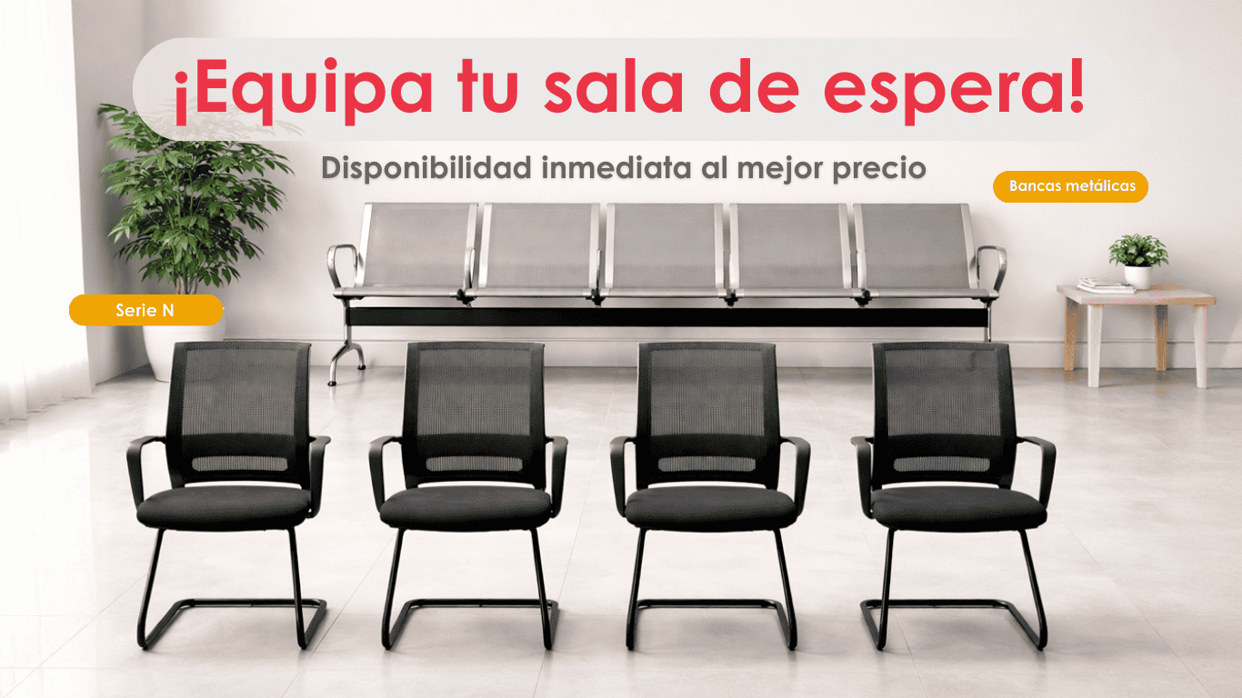 Sillas de espera modernas y cómodas para oficinas, ideales para salas de recepción y áreas de espera.