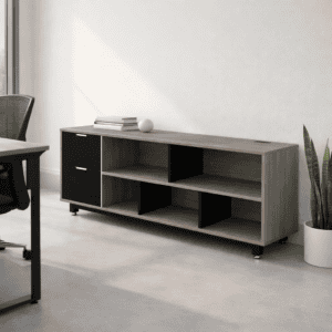Estantería moderna para oficina con diseño funcional y espacio de almacenamiento. Ideal para organiz.