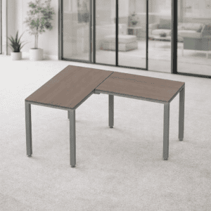 Mesa de oficina en forma de L, ideal para espacios de trabajo modernos y eficientes.