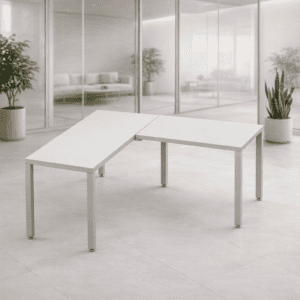 Mesa de oficina ajustable para trabajo y estudio en espacios modernos.