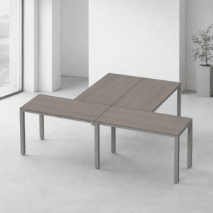 Mesa de oficina ajustable en altura para trabajo ergonómico y productividad.