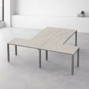 Mesa de oficina moderna y funcional para espacios de trabajo colaborativos.