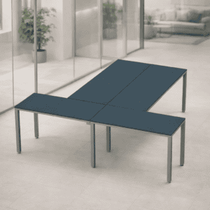 Mesa de oficina ajustable para espacios modernos y funcionales.