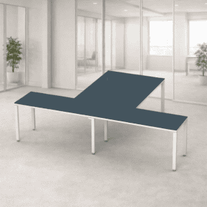 Mesa de oficina en forma de L para espacios de trabajo modernos y funcionales.