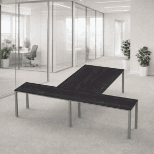Sofá modular de oficina en espacio de trabajo moderno y minimalista.