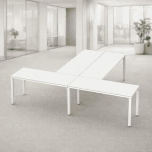 Mesa de oficina modular ajustable para espacios de trabajo modernos y funcionales.