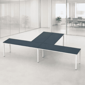 Mesa de oficina moderna y funcional para espacios de trabajo colaborativos.