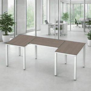 Mesa de oficina modular para espacios de trabajo colaborativos y modernos.