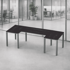 Mesa de oficina moderna y funcional para espacios de trabajo colaborativos.