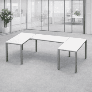 Mesa de oficina modular para espacios de trabajo colaborativos y modernos.