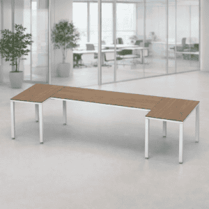 Mesa de oficina moderna y funcional para espacios laborales.