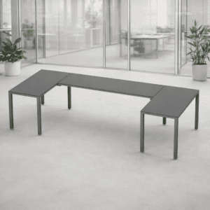 Mesa de oficina moderna y funcional para espacios de trabajo colaborativos.