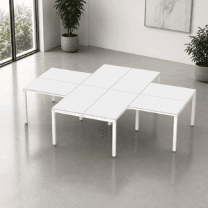 Mesa de oficina modular blanca para espacios de trabajo modernos y funcionales.