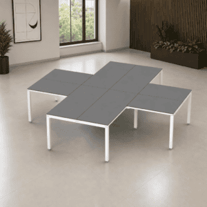 Mesa de oficina moderna y funcional para espacios de trabajo colaborativos. Diseño elegante y resist.