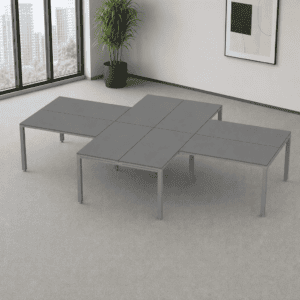 Mesa de oficina moderna y funcional en espacio de trabajo.
