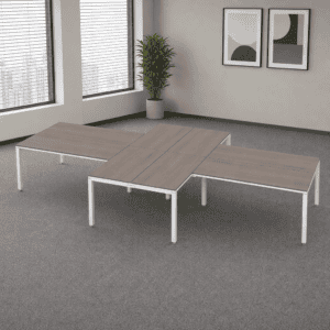 Mesa de oficina modular para espacios de trabajo colaborativos y modernos.