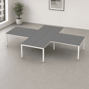 Mesa de oficina modular moderna para espacios de trabajo colaborativos.