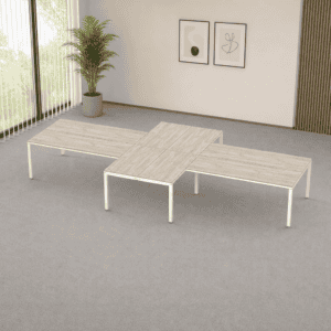 Escritorio en X Billydesk 480x240cm - encino-polar-blanco