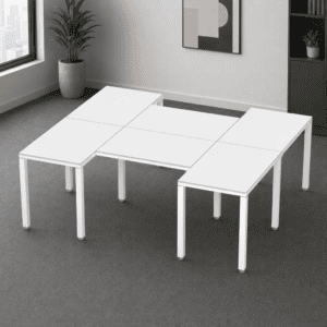 Escritorio en H Billydesk 180x210cm - Blanco-blanco