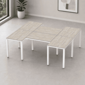 Escritorio en H Billydesk 180x210cm - encino-polar-blanco