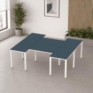 Escritorio en H Billydesk 180x210cm - Zafiro-blanco