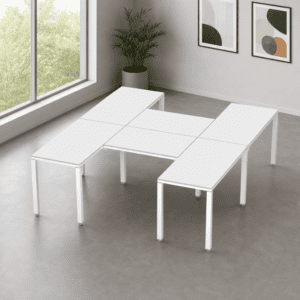 Escritorio en H Billydesk 240x210cm - Blanco-blanco