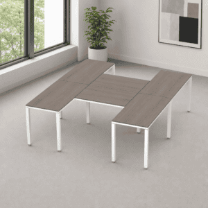 Escritorio en H Billydesk 240x210cm - Ceniza-blanco