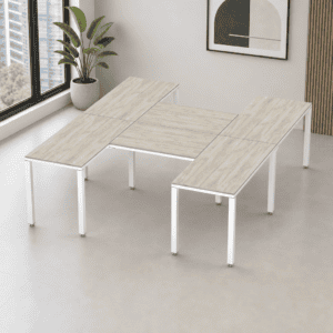 Escritorio en H Billydesk 240x210cm - encino-polar-blanco