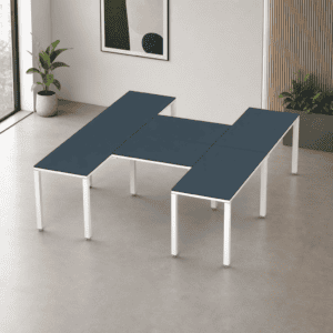 Escritorio en H Billydesk 240x210cm - Zafiro-blanco