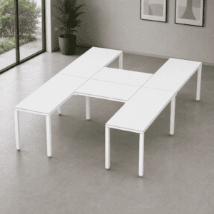 Escritorio en H Billydesk 300x210cm - Blanco-blanco