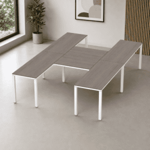 Escritorio en H Billydesk 300x210cm - Ceniza-blanco