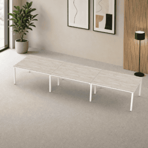 Sala de Juntas 14 personas Billydesk 450x120cm - encino-polar-blanco