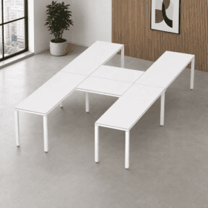 Escritorio en H Billydesk 360x210cm - Blanco-Blanco