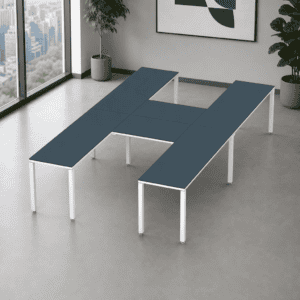 Escritorio en H Billydesk 360x210cm - Zafiro-Blanco