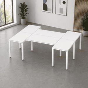 Escritorio en H Billydesk 180x240cm - Blanco-Blanco