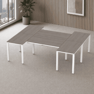 Escritorio en H Billydesk 180x240cm - Ceniza-Blanco