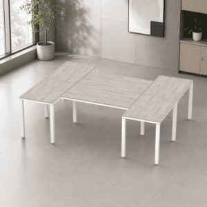 Escritorio en H Billydesk 180x240cm - Encino-Polar-Blanco