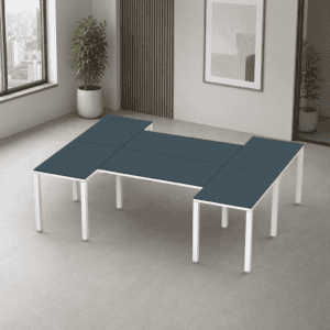 Escritorio en H Billydesk 180x240cm - Zafiro-Blanco