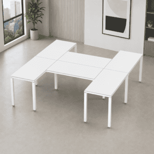 Escritorio en H Billydesk 240x240cm - Blanco-Blanco
