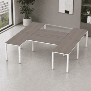 Escritorio en H Billydesk 240x240cm - Ceniza-Blanco