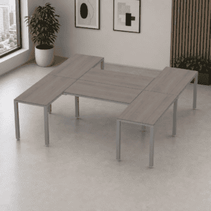 Escritorio en H Billydesk 240x240cm - Ceniza-Oxford