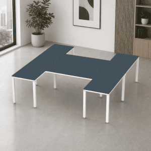 Escritorio en H Billydesk 240x240cm - Zafiro-Blanco