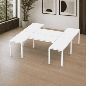 Escritorio en H Billydesk 300x240cm - Blanco-Blanco