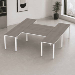 Escritorio en H Billydesk 300x240cm - Ceniza-Oxford