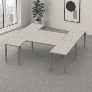 Escritorio en H Billydesk 300x240cm - Encino Polar-Oxford