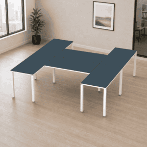 Escritorio en H Billydesk 300x240cm - Zafiro-Blanco