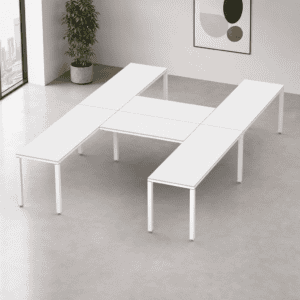Escritorio en H Billydesk 360x240cm - Blanco-Blanco