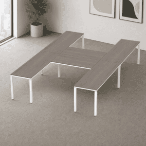 Escritorio en H Billydesk 360x240cm - Ceniza-Blanco
