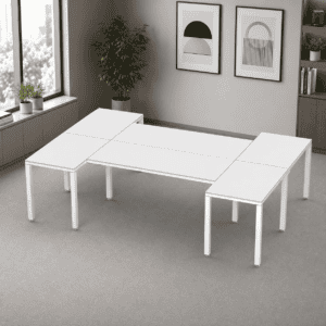 Escritorio en H Billydesk 180x270cm - Blanco-Blanco