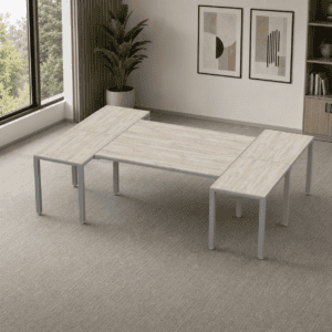 Escritorio en H Billydesk 180x270cm - Encino Polar-Oxford